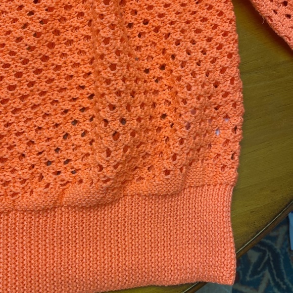 Davi & Dani Open Knit Drop Shoulder Sweater Neon Orange Small NWT - Picture 8 of 11